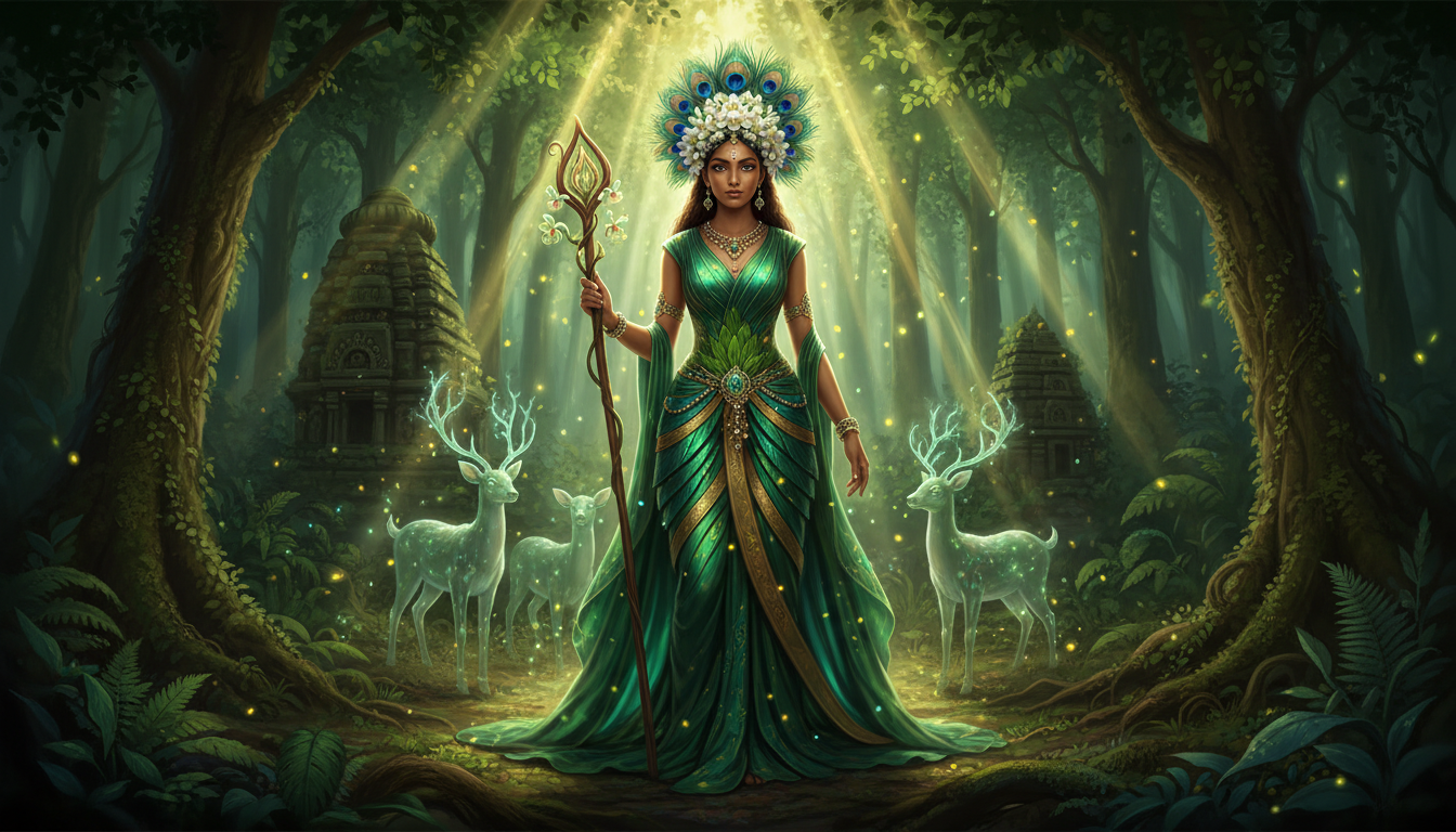 Download 8K Divine Art: The Serene Keeper of the Emerald Wilds
